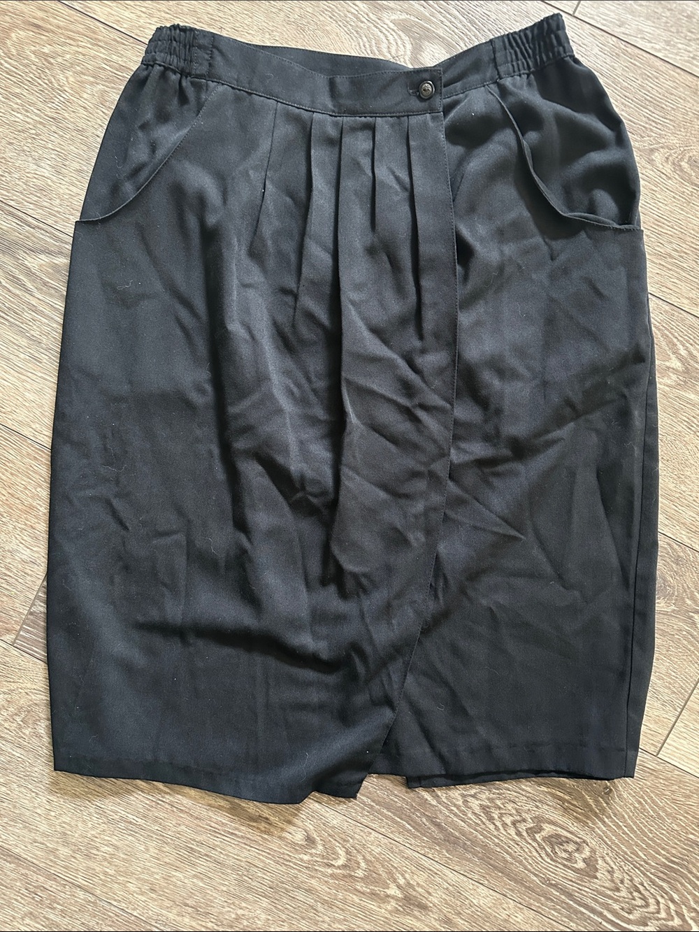 BBW Vintage Black Pleated Wrap Front Pencil Skirt 16